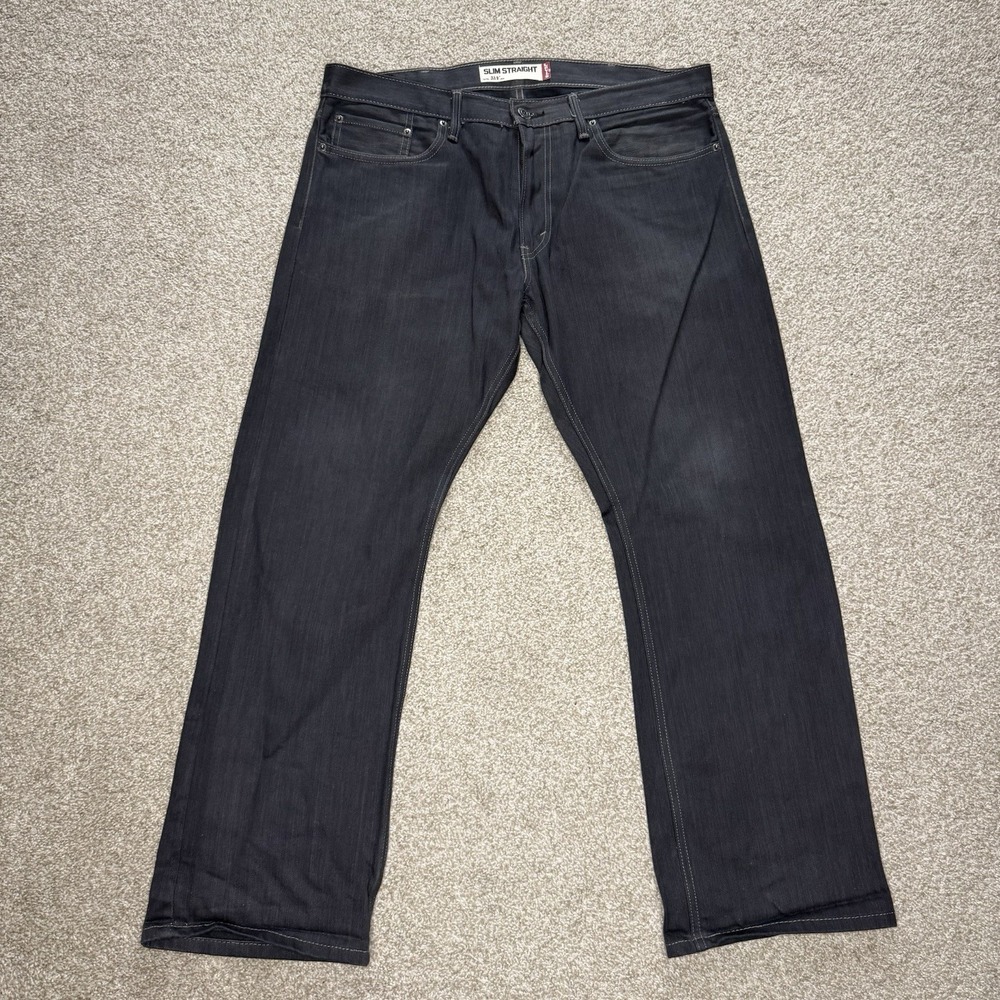 Levi's 514 Jeans Men's 38x30 Slim Straight Black Denim Dark Wash Y2K